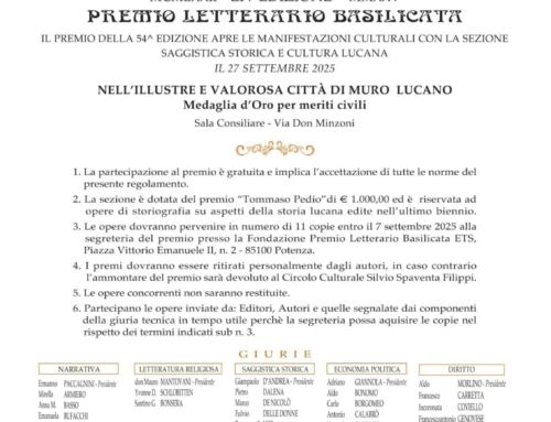 BANDO CINQUANTAQUATTRESIMA EDIZIONE PREMIO LETTERARIO BASILICATA – SEZIONE SAGGISTICA STORICA LUCANA