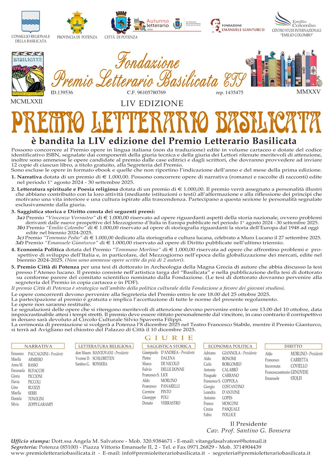 Bando Premio Letterario Basilicata